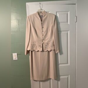 Adrianna Papell Cream Floral Embroidered Skirt Set